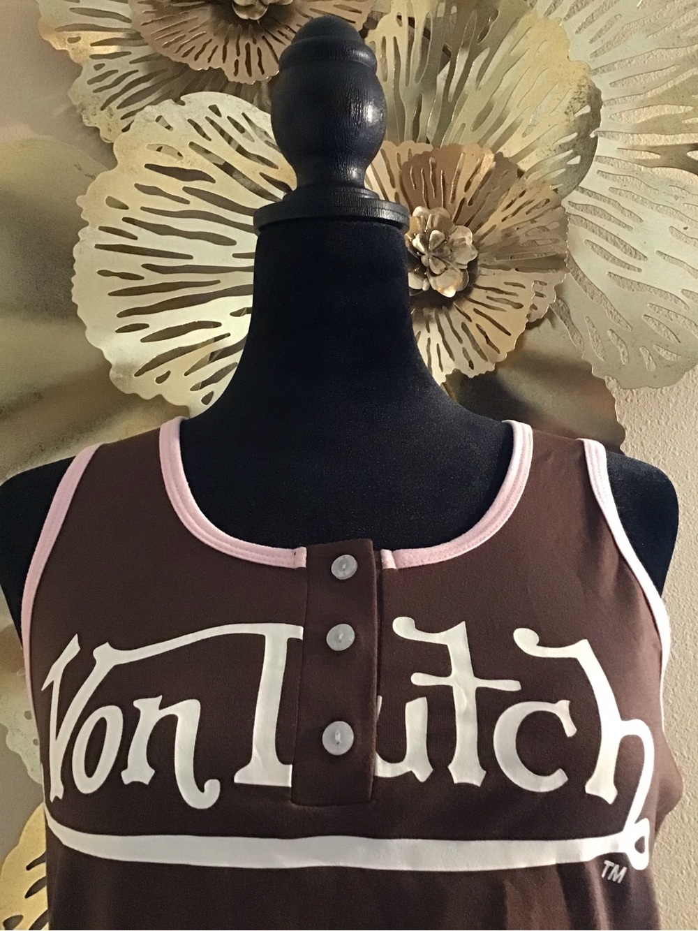 VON DUTCH Brown/Pink Women’s Logo Pajama Set, size S